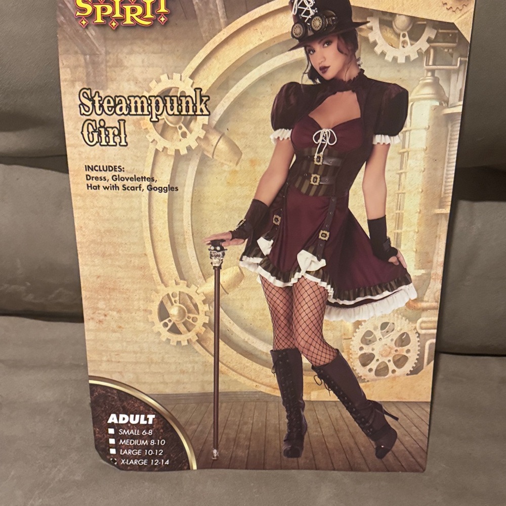 Spirit Steampunk Girl Costume - Maroon and Brown